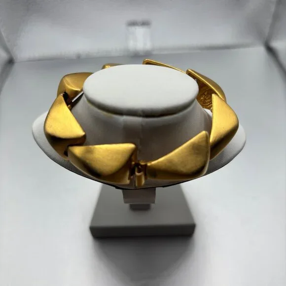 VTG Clara Studio Geometric Link Bracelet Fold-Over Insert Clasp 7" Long OOAK - Picture 1 of 11